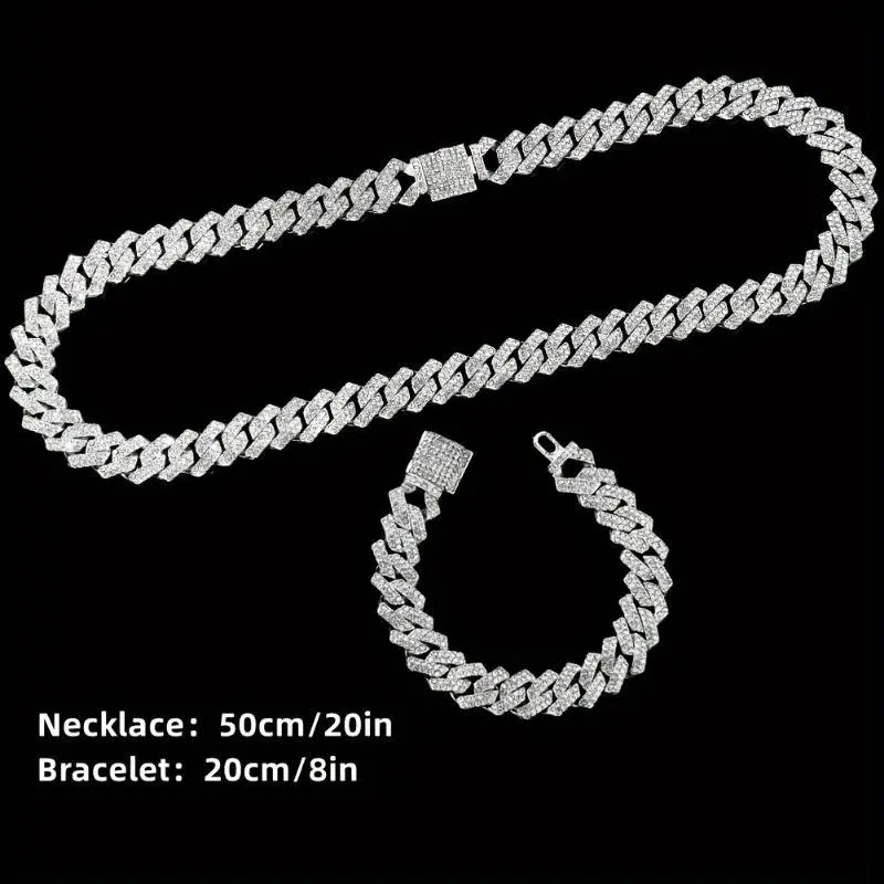 Golden-ToneLuxurious4pcsMen'sHipHopBlingSet-QuartzWatchwithRhinestoneBezel,14mmCubanChainNecklace&Bracelet,CrossPendant-JewelryGift Golden-ToneLuxurious4pcsMen'sHipHopBlingSet-QuartzWatchwithRhinestoneBezel,14mmCubanChainNecklace&Bracelet,CrossPendant-JewelryGift