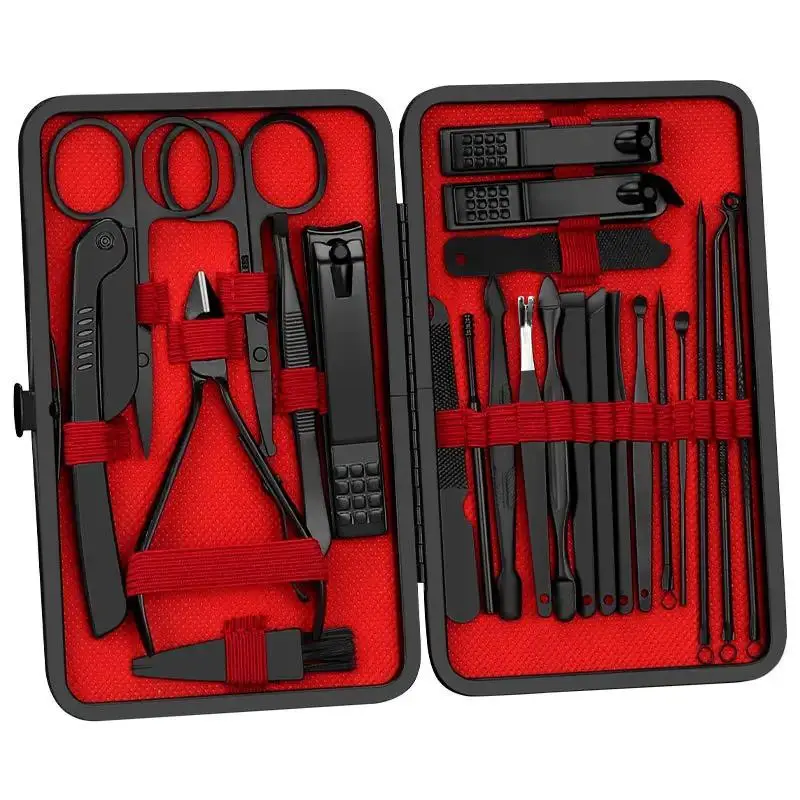 Manicure Kit, 24pcs/set Portable Multi-functional Nail Clipper Set, Pedicure Care Tool, Nail Kits for Women & Men