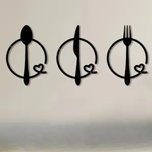 3-piece minimalist metal wall decoration - fork, spoon, knife design | Perfect choice for kitchen decoration and Mother's Day gifts, housewarming gifts, home decor, fashionable design, high-quality metal craftsmanship, sturdy construction,
