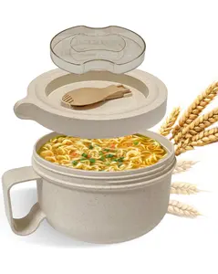 Ramen Bowl Set with Utensil • Heat & Eat Noodles in the Same Soup Bowl • Meal Prep Containers with Lids • Food Containers • Microwave, Freezer, Dishwasher Safe