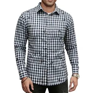 Men’s Vintage Plaid Shirt, Printed Business Casual Top for Everyday Wear and Versatile Styling