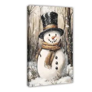 Vintage Christmas Wall Art, Cute Snowman Poster, Holiday Wall Decor, Winter Pictures for Home, Dorm Room Decoration