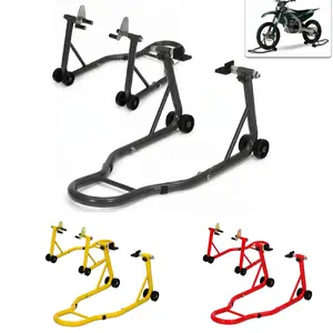 Heavy Duty Motorcycle Stand Set Front Rear, 900 Lbs Capacity, Paddok Stand Combo with Adjustable Prong Adapter+L Swingarm Spool for Garage Repair Maintenance, Black