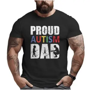 Proud Autism Dad T-Shirt – Strong Father Silhouette Design, Autism Awareness & Acceptance Tee, Meaningful Gift for Dads & Families