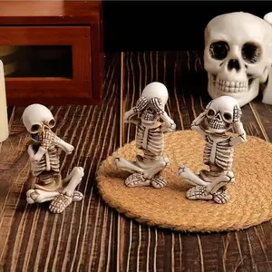 3-Piece Skull Decor Set, Unique Skeleton Design, Spooky, Perfect for Halloween, Day of the Dead, Gothic Theme Rooms, Creative Room Decoration