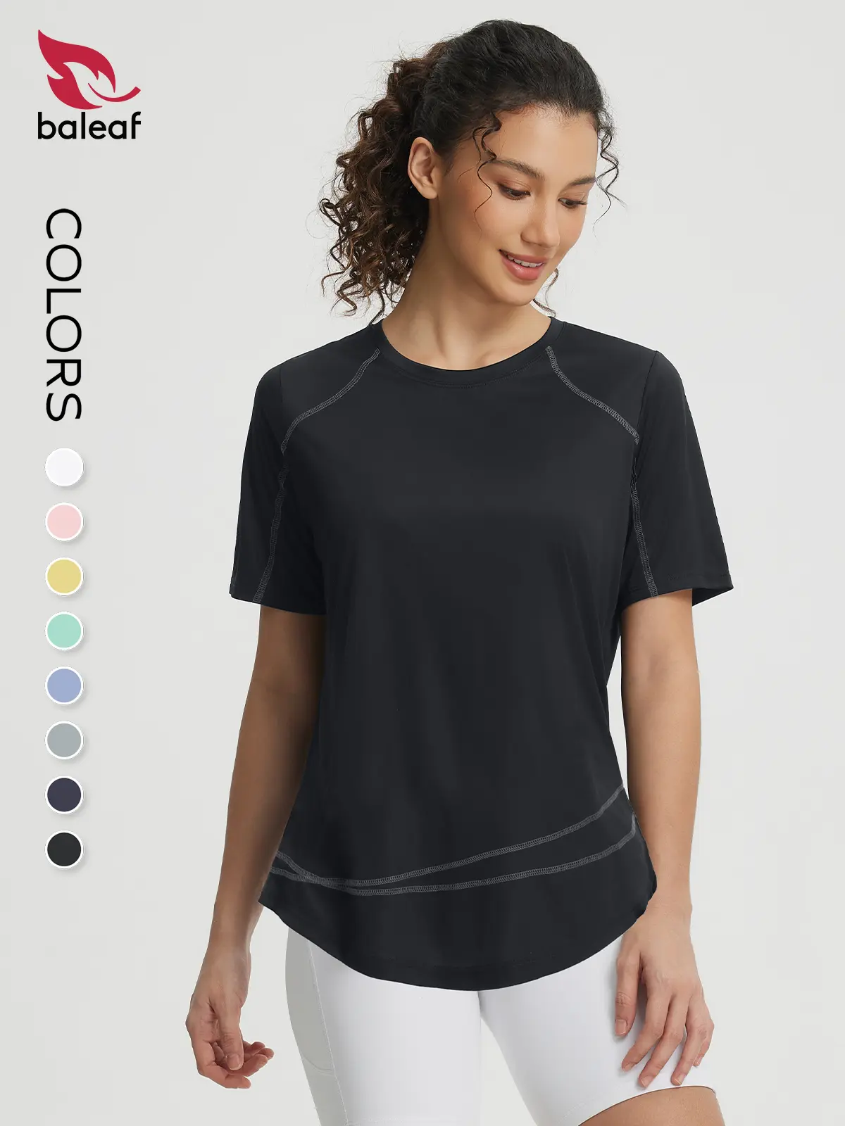 BALEAF Women's UPF 50+ Sun Protection Short Sleeve Performance T Shirt Quick Dry Lightweight Breathable Moisture Wicking Stretch Loose Fit Crew Neck Running Workout Hiking Walking Travel Everyday Casual Athletic Top