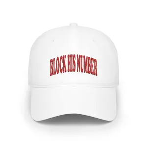 Block His Number baseball cap | Red distressed text, phone breakup accessory
