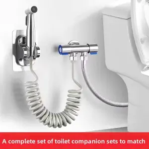 High Pressure Handheld Bidet Sprayer 304 Stainless Steel Adjustable Water Jet Leakproof Hose Wall Mount Kit for Toilet & Kitchen Cleaning High-Power Blaster Commercial Pre-Rinse Faucet