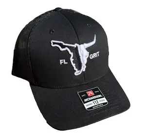 Richardson Original 112 Black Florida Grit Hat with Embroidered Puff Logo