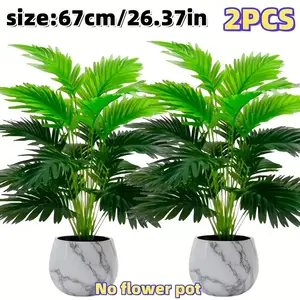 Pair of Artificial Tropical Palm Plants, Bright Leaves, Durable, Indoor Outdoor Use, Ideal for Christmas, Valentine's Day, Decorative Seasonal Decor