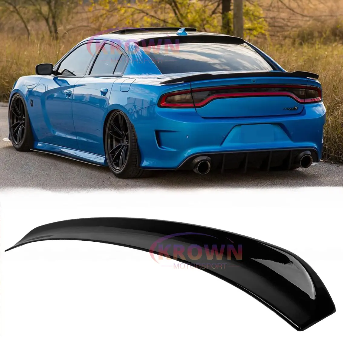 FOR 2015-2026 DODGE CHARGER GLOSSY BLACK DUCKBILL STYLE REAR WINDOW ROOF SPOILER LID