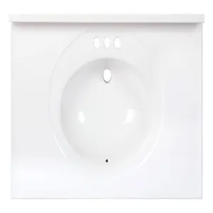 Arstar Standard Cultured Marble Bathroom Sink 37 in. W X 22 in. D White