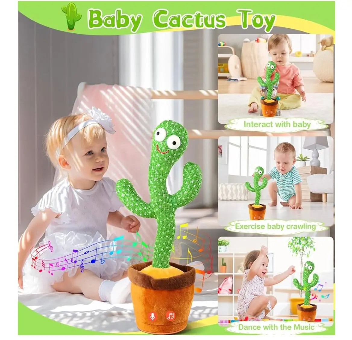 Dancing Talking Cactus Toy for Kids - Interactive Dancing & Talking Cactus with Playful Design for Fun Playtime Activities