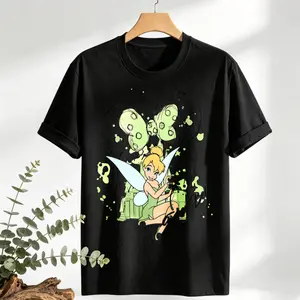 Tinker Bell Fairy Magic Design Women's Cotton T-Shirt For Women Casual Style Round Neck Soft Comfortable Summer Wear Easy Care