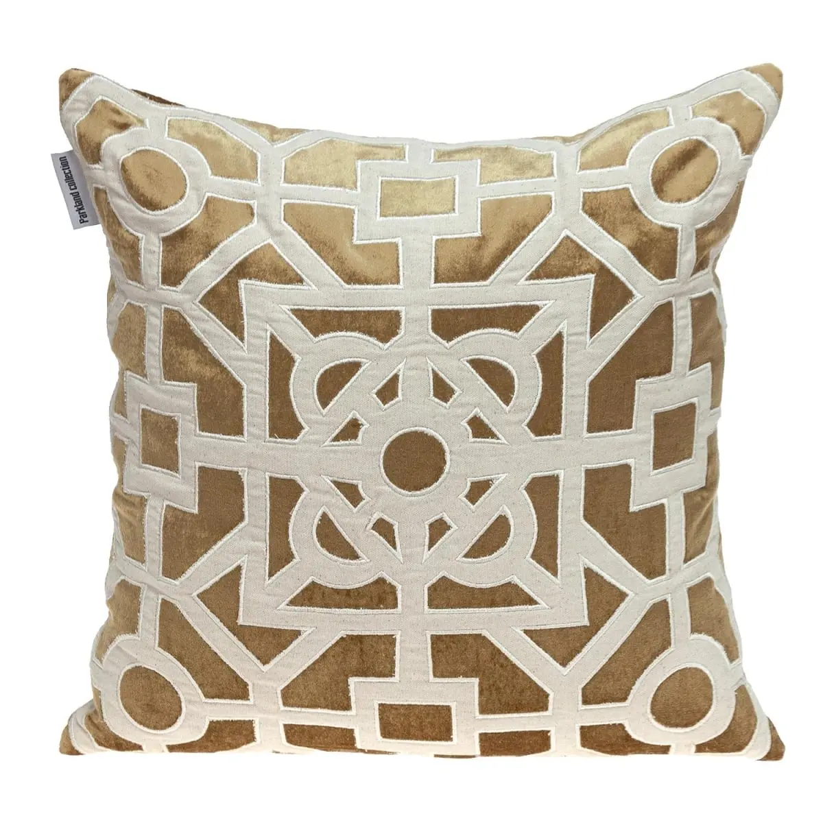 Parkland PILM21430 Hazel Transitional Beige Square Soft Cushions Throw Pillow - 360 Stand, Ethnic Print, Woven Finish, Textured Design