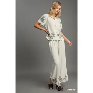 "Amanda" Embroidered Separates, Cream
