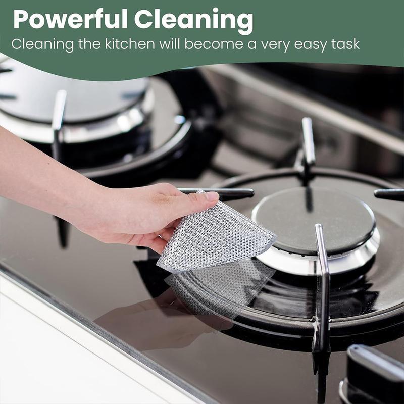 Kitchen cleaning cloth effectively removes stains and oil stains-20 Counts Dishwashing Rags，Multipurpose Non-Scratch Wire Dishcloths for Wet and Dry Use, Reusable Wire Cleaning Cloths for Kitchen, Sinks, and Pans Silver Removable, Washable & More