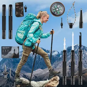 Bestselling Multifunctional Hiking Pole Tactical Aluminum Alloy Black with Built-in Canvas Storage Bag Compass for Outdoor Hiking Trekking Durable Survival Stick Travel Accessories
