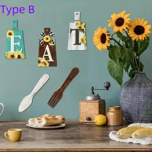 5-Piece Sunflower Kitchen Decor Set, Wooden Cutting Board, Charming Dining Sign, Rustic Wall Art for Home & Restaurant Decoration