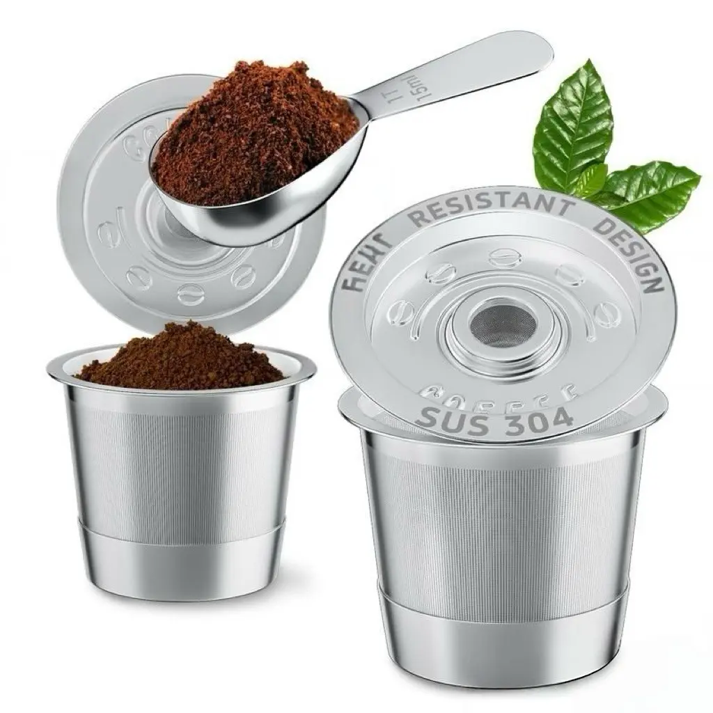 2 Pack Sturdy Reusable K-Cups for Keurig 1.0 - Kitchen Coffee Making Stainless Steel Refillable Pods, BPA-Free SUS 304 Rustproof Durable Filters, Heat-Resistant Handles, Scoop