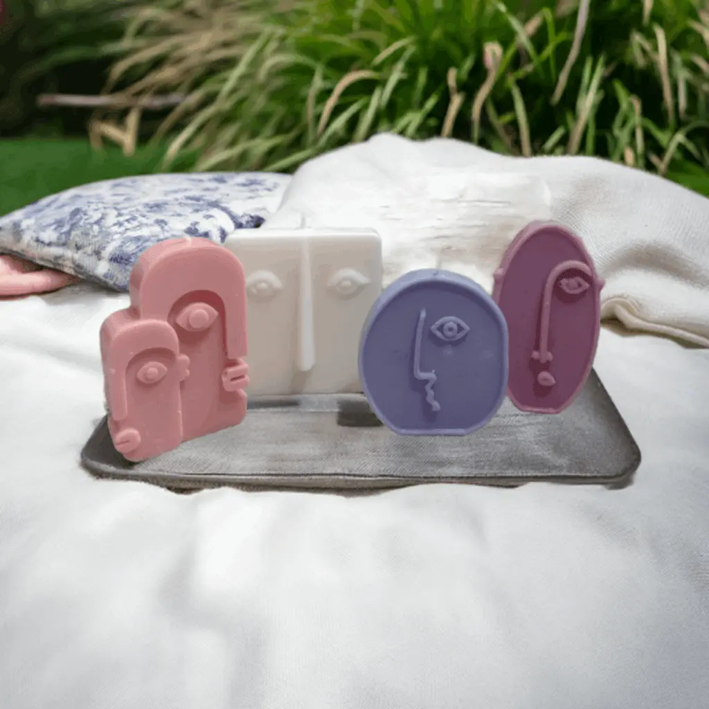 Abstract Art Face Candles Set of 4 - Elegant Design for Home Decor