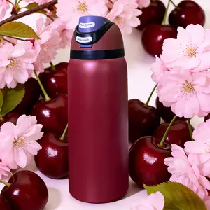 0w(Burgundy Bay) Capacity 32oz /945ml , Double-Layer Vacuum Insulated Portable Drinking Cup - Cold-Resistant Stainless Steel Water Bottle with Straw, Comes with Handle and Spout, Suitable for Exercise Use, Must-Have for Travel- Flasks Tumbler Drinkware