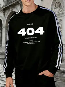 Autumn Winter  Long Sleeve Pullover, Casual Loose-Fit Round Neck Sweater,"404 not found"Graphic Print， Holiday Gift Idea, Outdoor Fashion Comfort Top