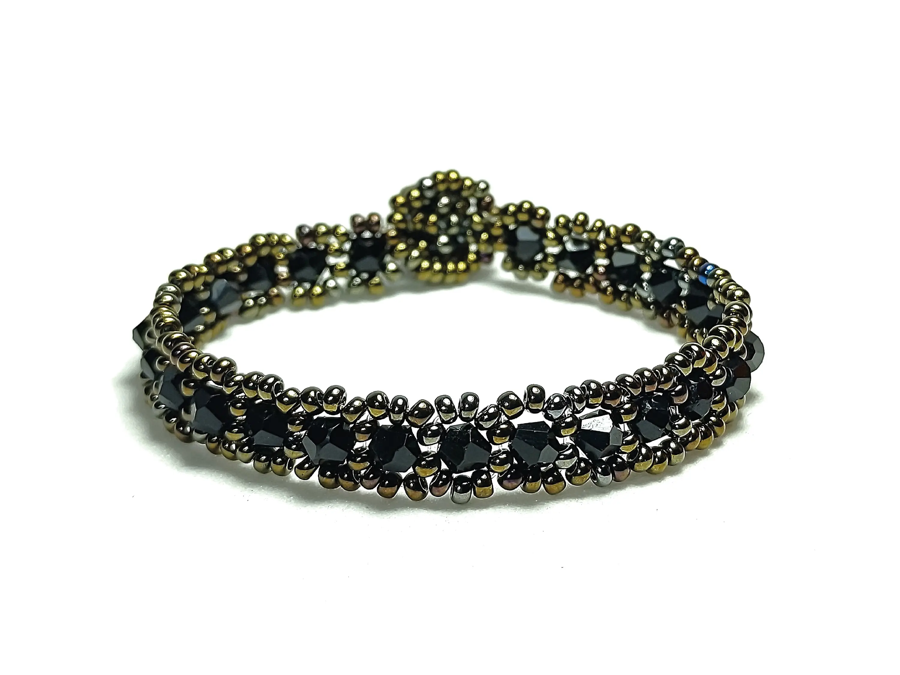 Beaded Ball Crystal Bracelet, Black Handmade 9mm 5.5" to 7" WATERPROOF Homemade, Indian Jewelry, Gift for Women, Girls, Wife, Daughter, Tulua