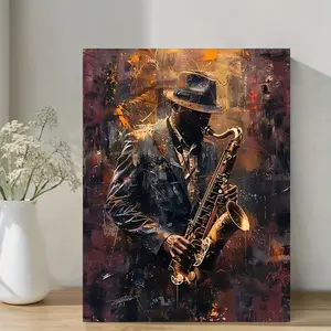 Abstract Jazz Art Canvas Print, Colorful Wall Decor for Music Lovers, Framed Ready to Hang, Perfect for Living Room & Bar Decoration