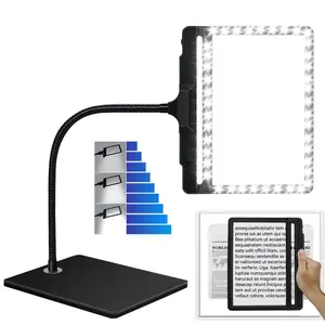 5X Large Magnifying Glass with Light and Stand, 42 LED Flexible Gooseneck Magnifying Desk Lamp,2 in 1 Adjustable Brightness Detachable Page Magnifier for Reading,DIY,Sewing,Crafts,Painting