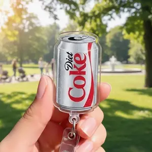 Diet Coca Cola Badge Reel, Silver Can ID Holder, Cute Work Accessory, Funny Badge Reel, Gifts for Soda Lovers, Retractable Badge Reel