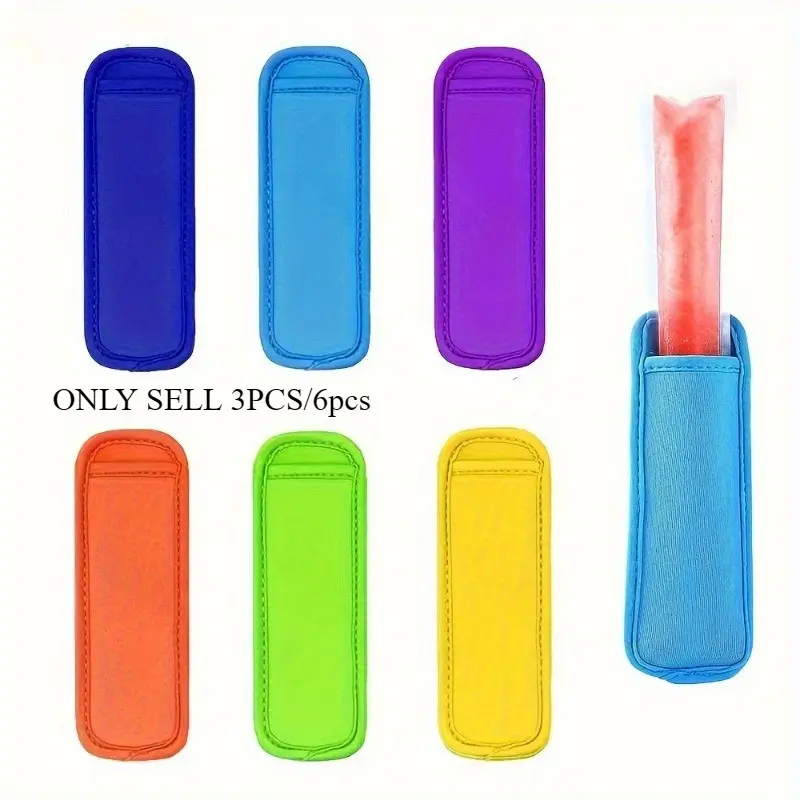 3/6pcs/set Kitchen Kitchenware Popsicle Holder Bags Popsicle Sleeves Ice Pop Sleeves Reusable Ice Freezer Protective Cover Ice Cream Holder Kitchen Gadgets