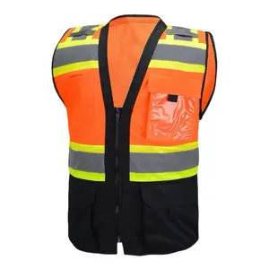 ANSI/ISEA Class 2 Hi Vis Mesh Polyester Reflective Safety Vest with Pockets, Adjustable Design for Men's Safety Wear - Tops, Menswear Man Lawn Sleeveless Vneck B Bestie