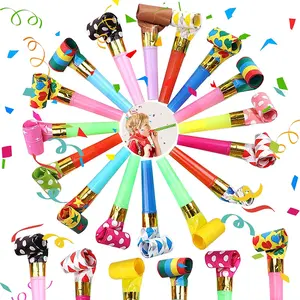 25pcs Party Blowers,Colourful Comical Noisemakers Party Blowouts Squawkers Fringed Noise Maker,Birthday Noisemakers Birthday Blow Horns Party Whistles,Fun