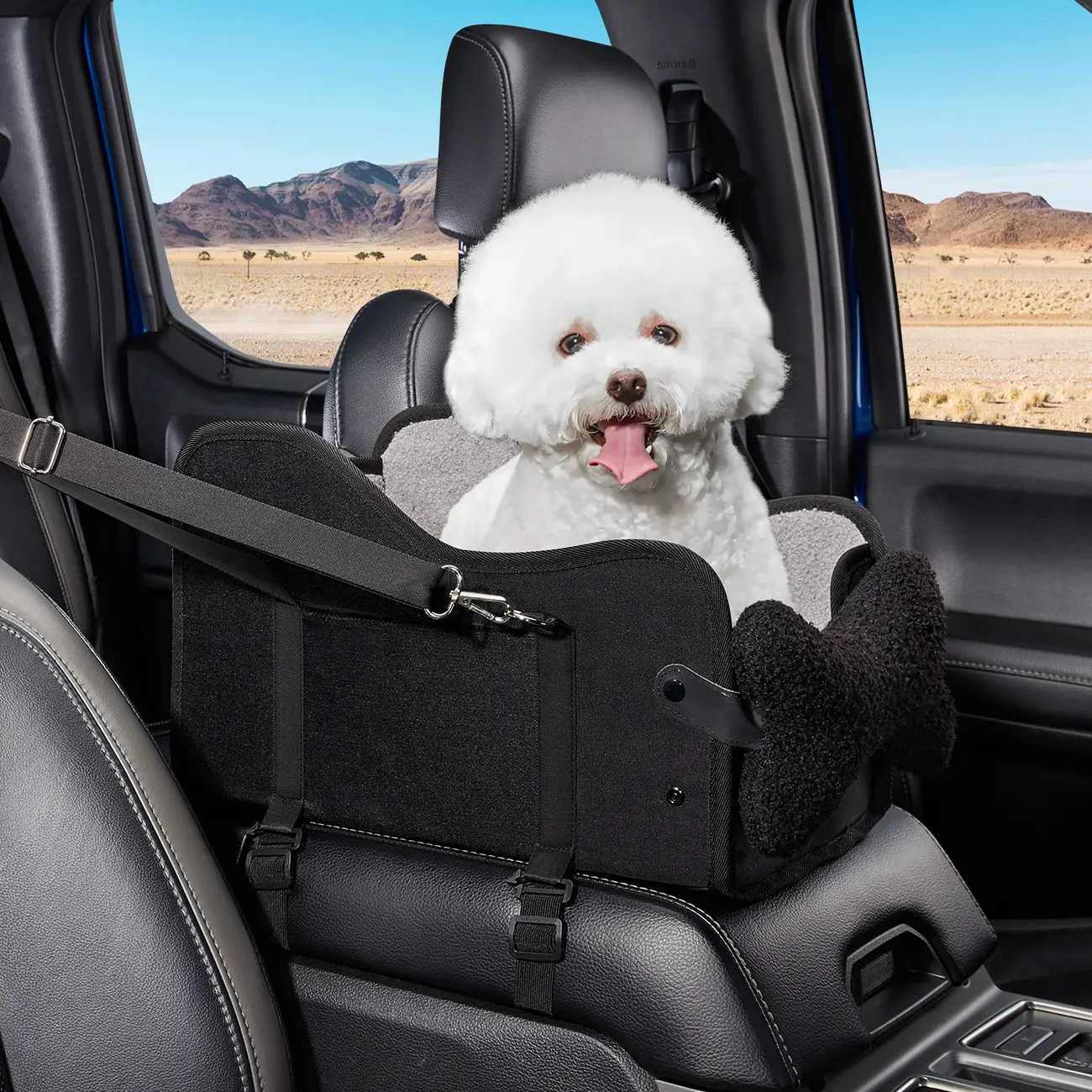 Center Console Dog Car Seat,Pet Puppy Car Seat,Middle Console Dog Armrest Booster Seat for Small Dogs(Black)