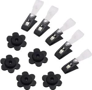 10 Pack Garden Flag Rubber Stoppers and Adjustable Anti-Wind Clips - Flag Stops Accessories Hardware for Garden Flag Poles Stand NoBrand