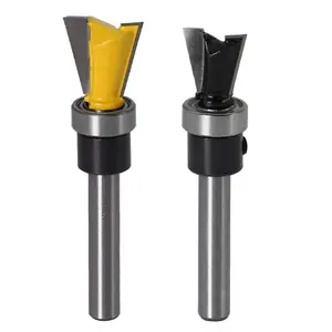 2Pcs 1/4 Inch Shank Dovetail Joint Router Bits with Bearing Guide Dovetail Jig Bit for Furniture Building Cabinet Making Woodworking Cutter Tools