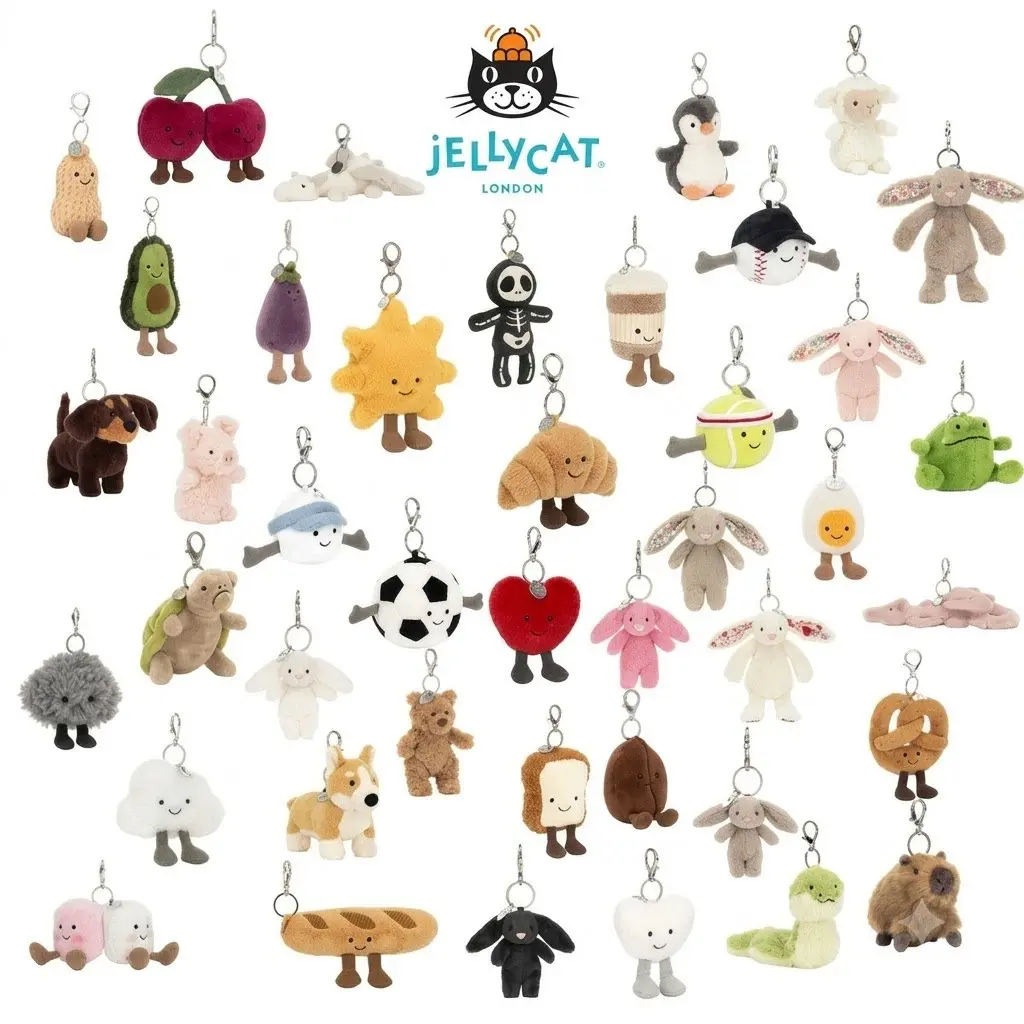 Jellycat Amuseables Collection – Sports • Weather • Love Plush Charms, US Stock + Free Gift Bag