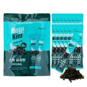 Heykim Seaweed Flakes Furikake toasted with Sesame individual stick pack x 15 sticks(10g), Easy Cut, Healthy snack, Easy to Carry, Original Sea Salted seasoned seaweed laver