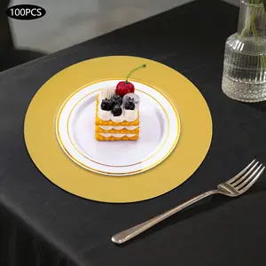 50pcs /100Pcs  Single-sided spray painting Antique Charger Plates Bulk 13 Inch Embossed Rim Plastic Party Dinner Plate Chargers Round Decorative Server Plate for Wedding Party Event Tableware world  market  dinnerware