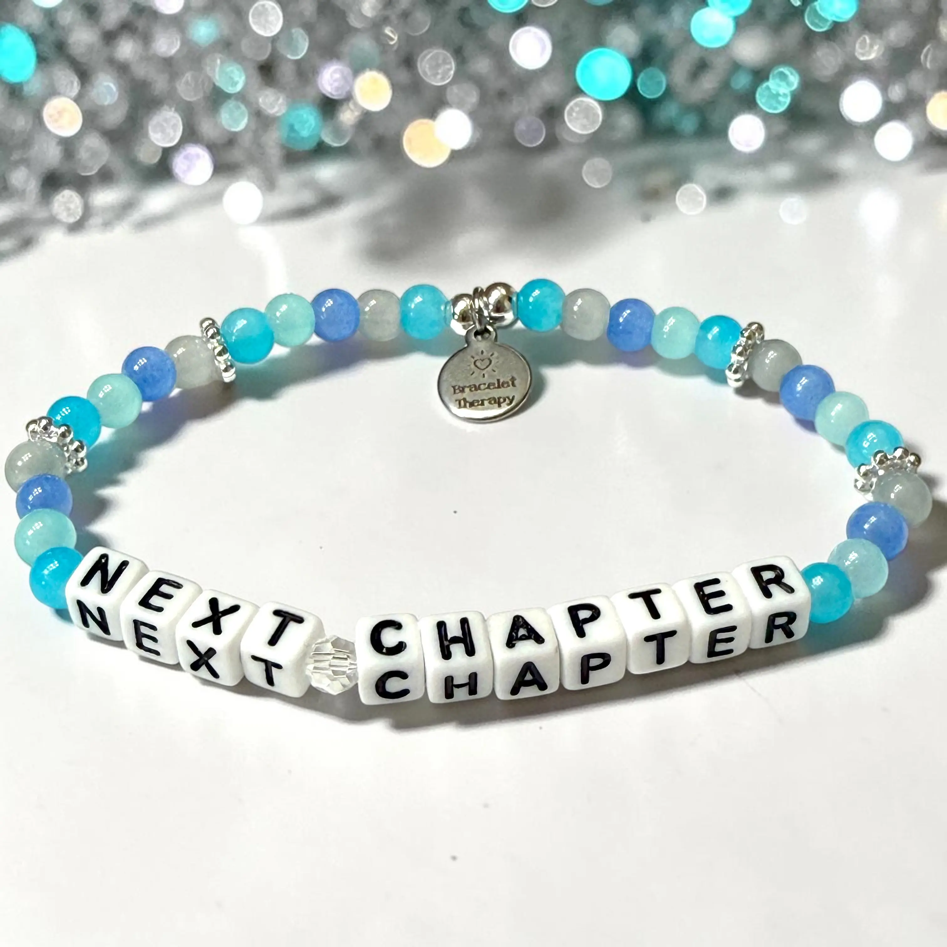 Next Chapter Bracelet | Inspirational Word Bracelet | Motivational Bracelet for Women | Blue Word Bracelet | Graduation Gift | College Send Off Gift