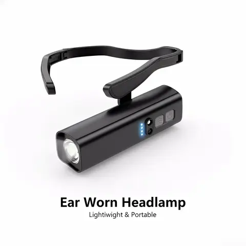 Ear Worn Headlamp, Motion-Sensor LED Headlight – Lightweight & Adjustable for Work, Camping, Running High Lumen Flashlight Multifunctional Flashlight