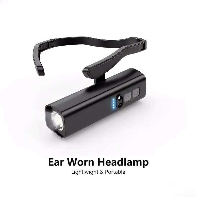 Ear Worn Headlamp, Motion-Sensor LED Headlight – Lightweight & Adjustable for Work, Camping, Running High Lumen Flashlight Multifunctional Flashlight