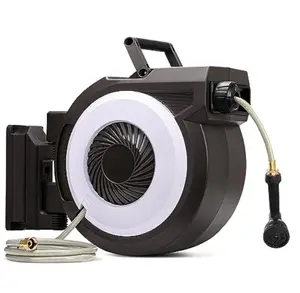 Garvee Retractable Garden Hose Reel 1/2 in x 100 ft + 9-Function Sprayer Nozzle + Any Length Lock + Hybrid Material + Auto Rewind + 180° Swivel Bracket + Easy Watering