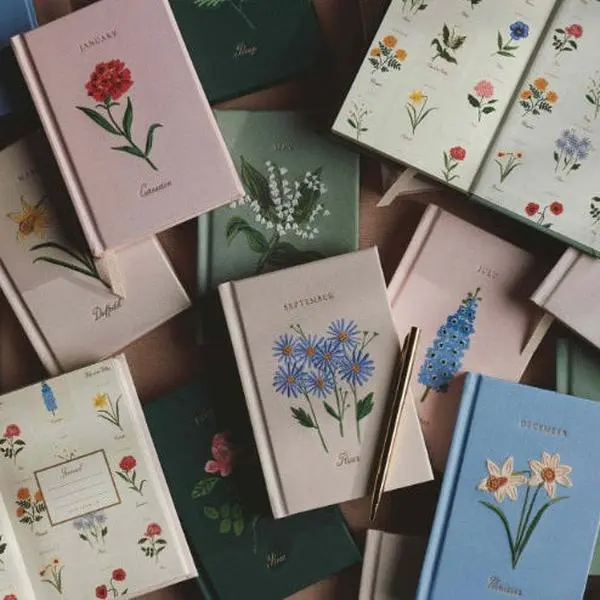 Birth Month Flower Mini Embroidered Journal