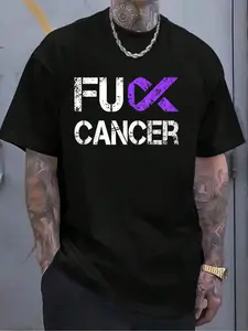 100% Cotton Fight Cancer, Testicular Cancer Awareness T-Shirt Women's Men's Graphic Tee Crew Neck summer vacation Tops