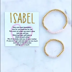 Simply Stated NY School Anxiety Bracelet Set, Mother Daughter Matching Bracelets, Kindergarten Gift, Back to School, Comfort Separation Bracelet, Think of Me