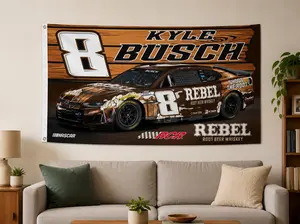 Kyle Busch #8 Rebel Bourbon Flag, NASCAR Racing Wall Banner, Kyle Busch Fan Tapestry, 3x5 Ft Motorsport Bedroom Garage Man Cave Decor