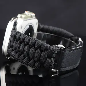 Adjustable Nylon Strap for Apple Watch Series 3-11 Se Ultra, Outdoor Sports Band Compatible with iWatch 49mm 46mm 45mm 44mm 42mm 41mm 40mm Models, Smart Watch Strap