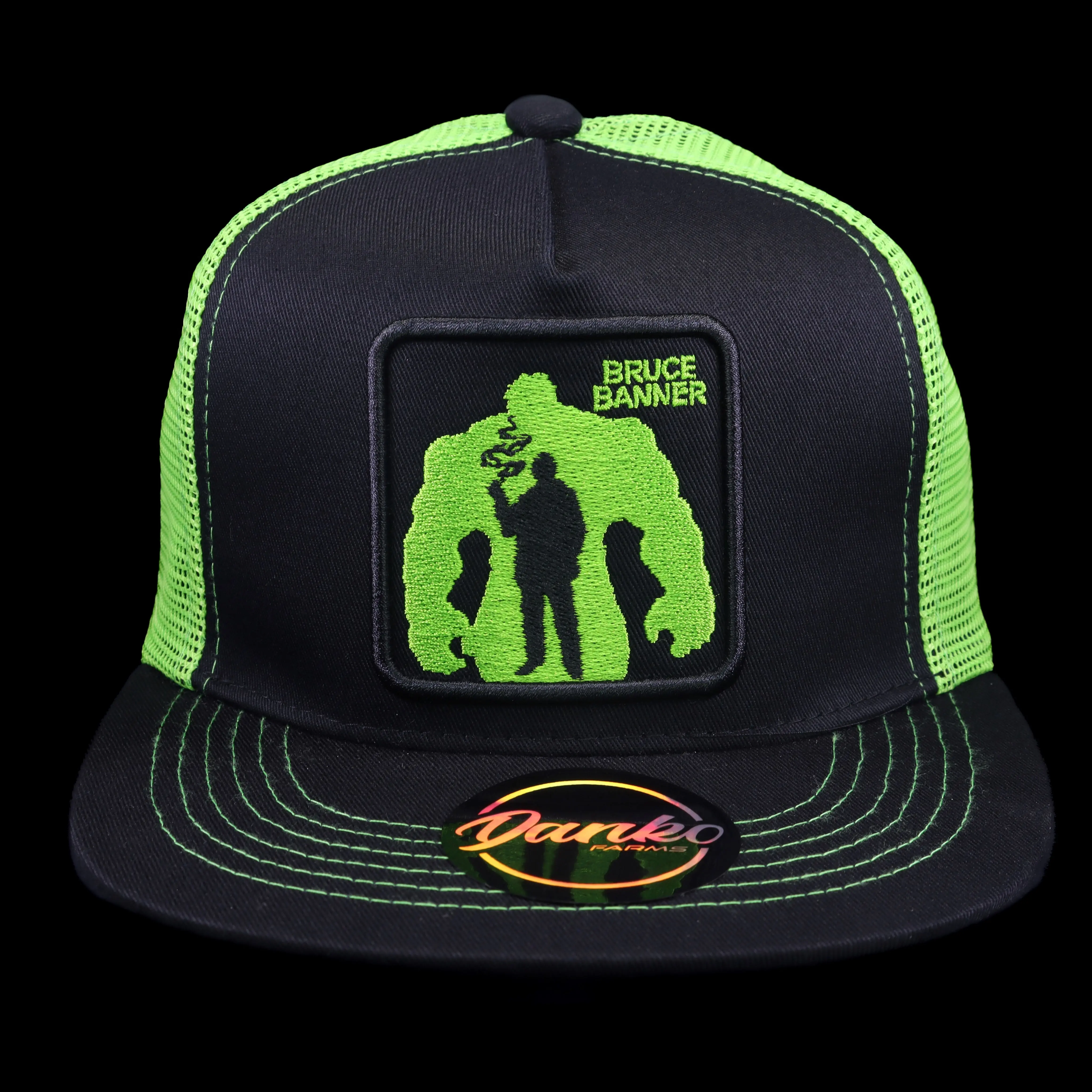 Bruce Banner Snapback Trucker Hat in Green and Black